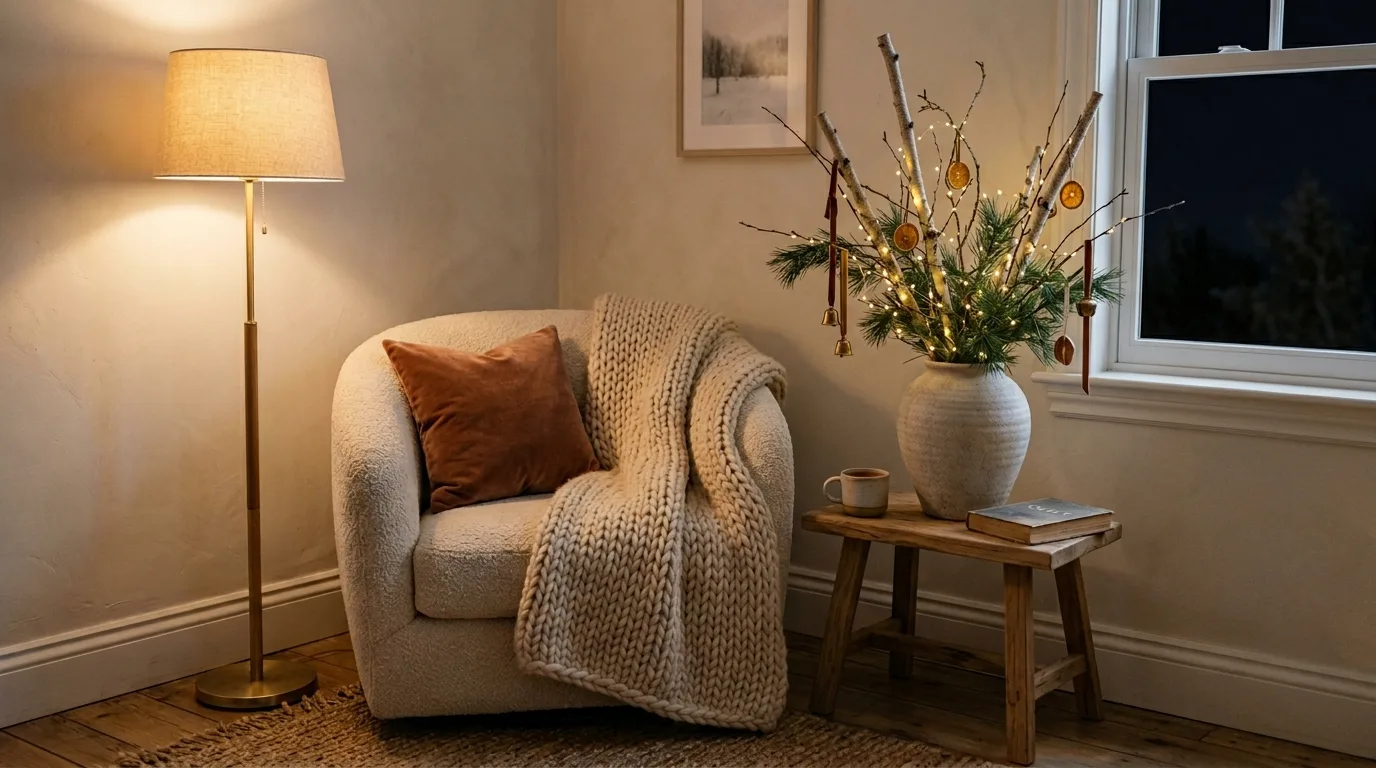 Make the mantel feel minimal but still festive inspiration for a minimalist holiday interior.